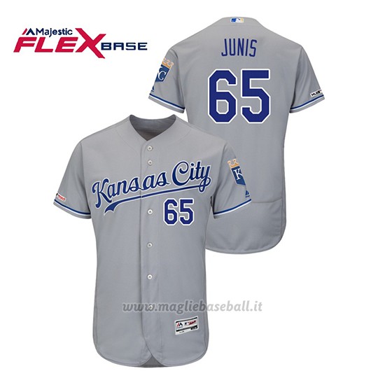 Maglia Baseball Uomo Kansas City Royals Jakob Junis 150th Aniversario Patch Flex Base Grigio
